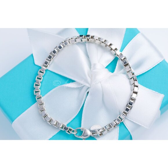 Tiffany & Co. Venetian Link Chain Bracelet 925 Sterling Silver 7.5" Unisex Brace - Picture 2 of 9